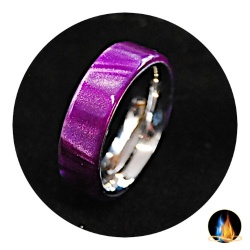 Purple Iris Acrylic Ring on Stainless Steel Band 6mm