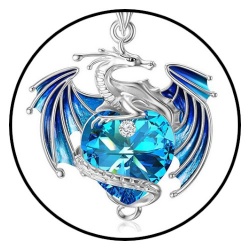 Blue Crystal Dragon Pendant Necklace